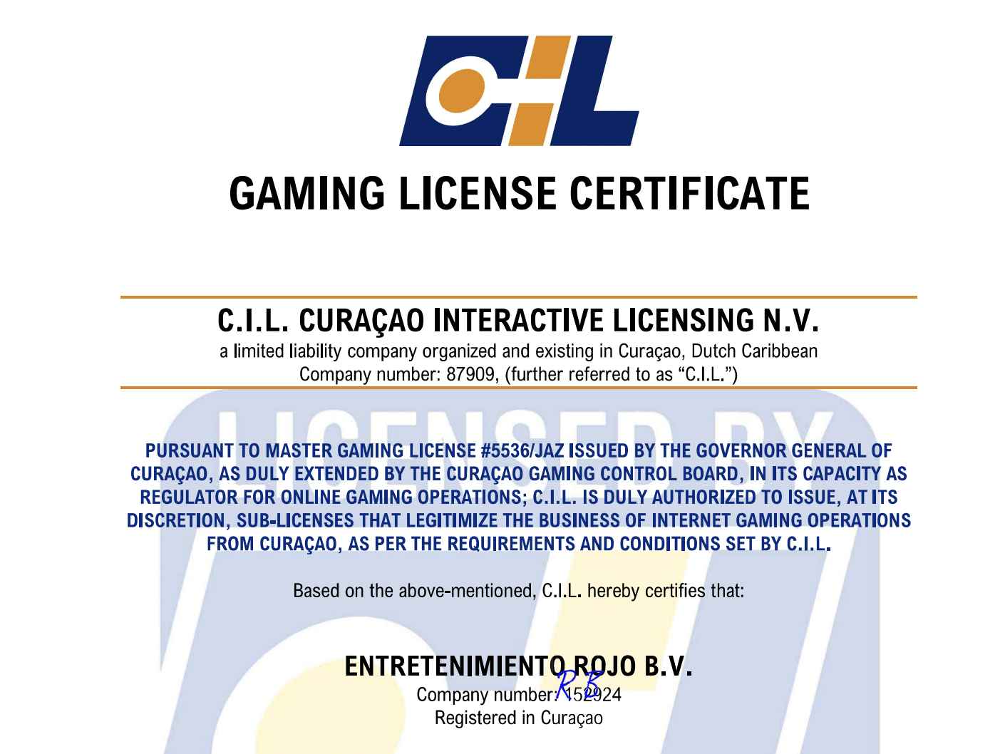 Lucky Block casino license 