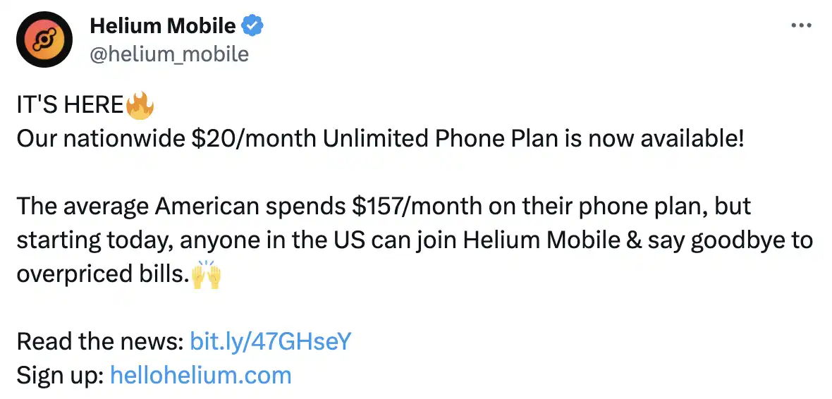 涨超90倍，Helium Mobile刮起DePIN飓风