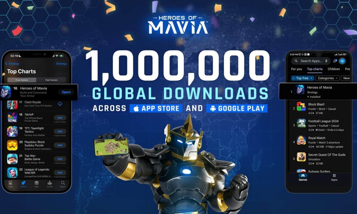Mavia英雄超过100万下载量，代币发布前占据全球应用商店排行榜首位