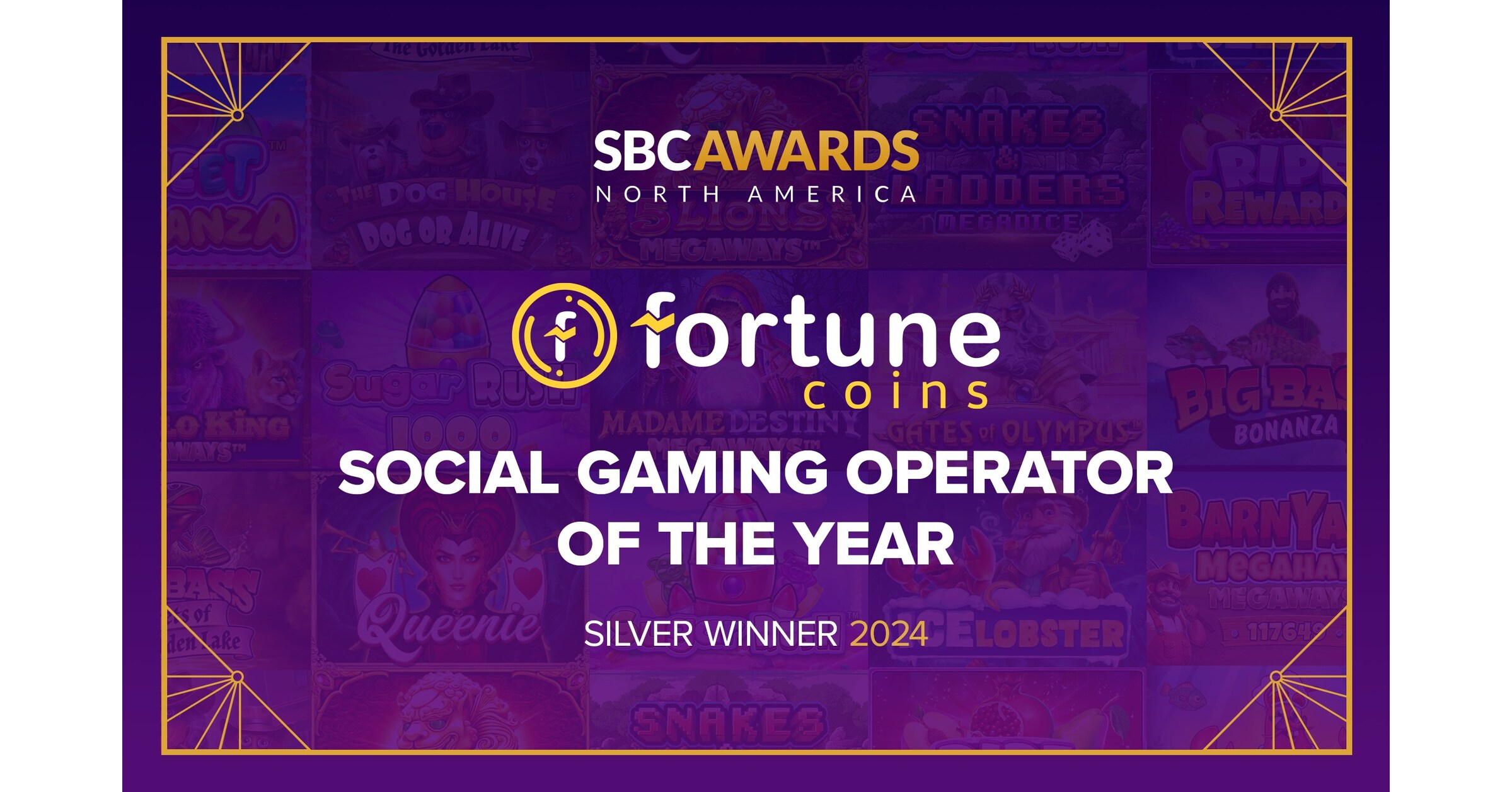 Fortunecoins.com获得了2024年SBC北美奖年度社交游戏运营商的亚军