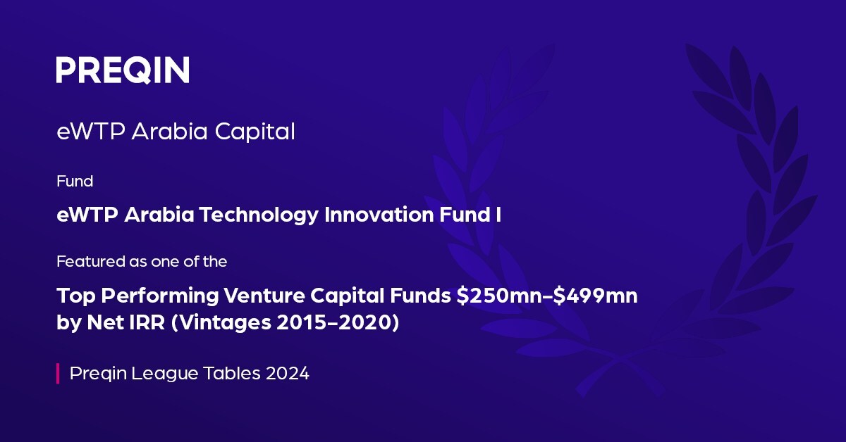 eWTP Arabia Capital的技术基金I被评为Preqin排行榜上表现最好的风险投资基金