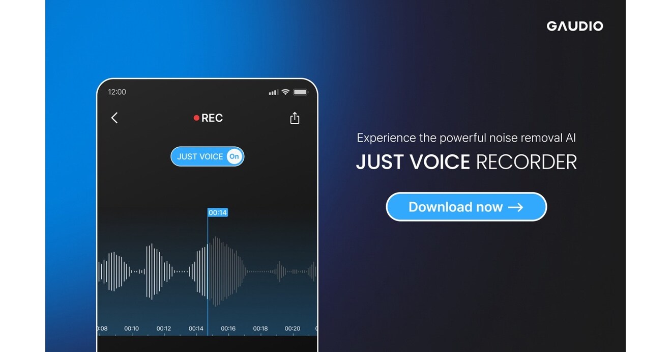 Gaudio实验室推出“Just Voice Recorder”：终极人工智能录音应用程序图标