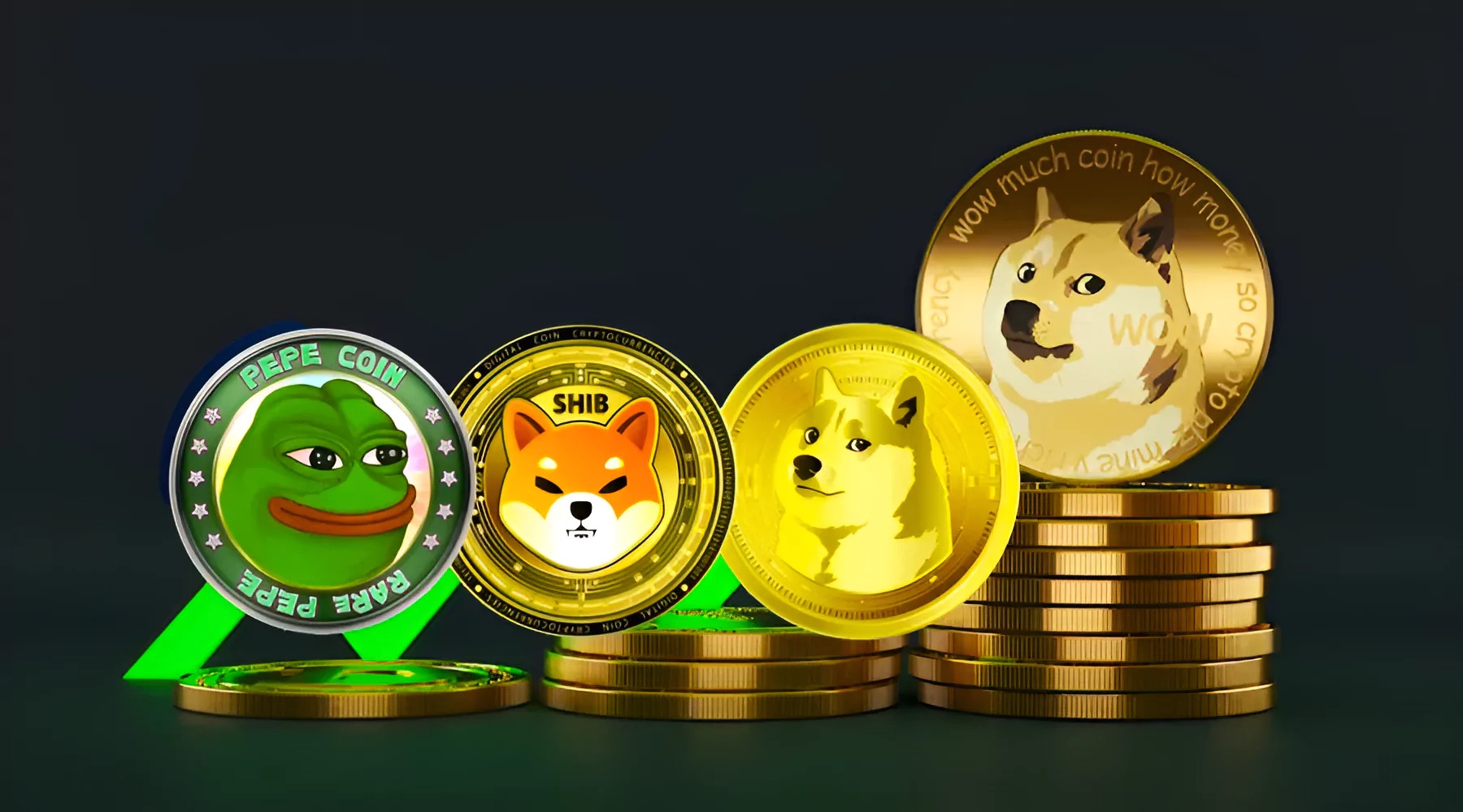 像Shiba Inu、Dogecoin这样的Meme硬币占据主导地位图标