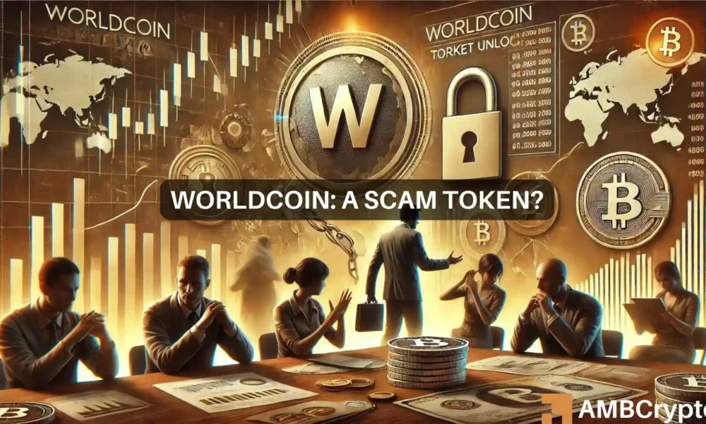 Worldcoin的价格操纵？”牛市中最大的骗局象征图标