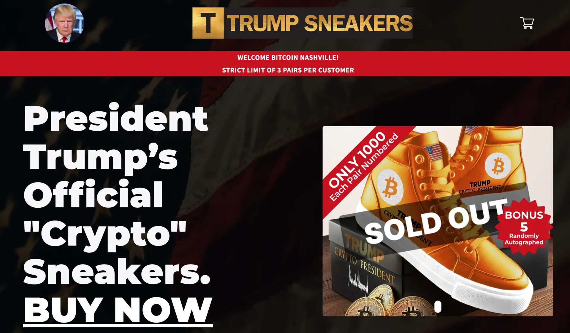 Donald Trump's limited edition Bitcoin sneakers sell out in hours