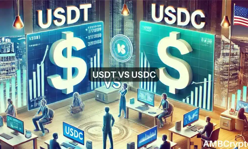 随着USDC的市场份额上升37%，USDT是否处于危险之中？正在评估…图标