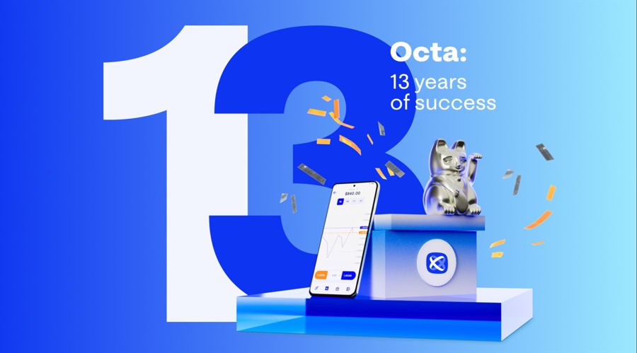 Octa庆祝开创在线交易服务13周年图标