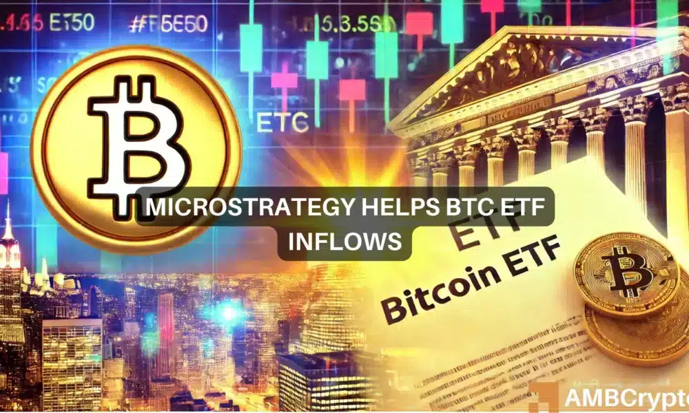 MicroStrategy的比特币ETF在推出时交易量突破2200万美元：对BTC的影响？图标