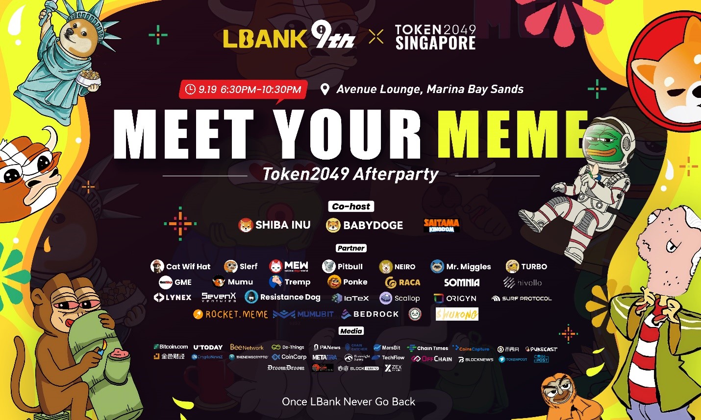 “Meet Your Meme’ TOKEN2049 派对汇聚加密巨头与Memecoin爱好者，共襄盛举