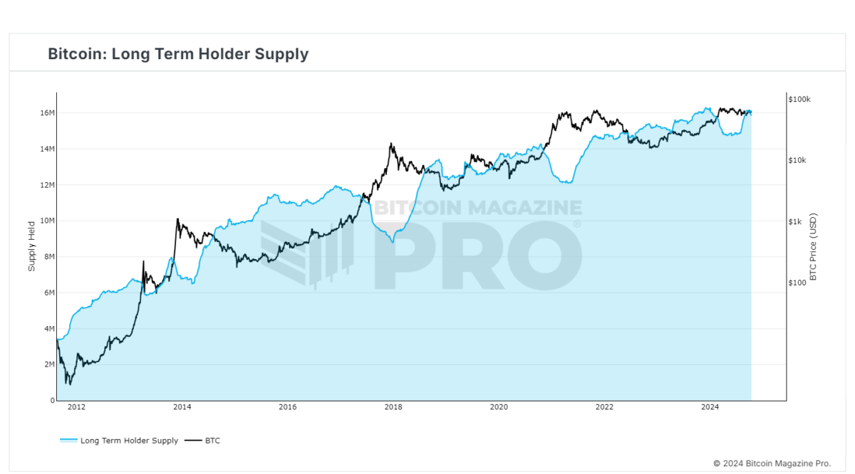 Most of the Bitcoin supply is held for the long term. 