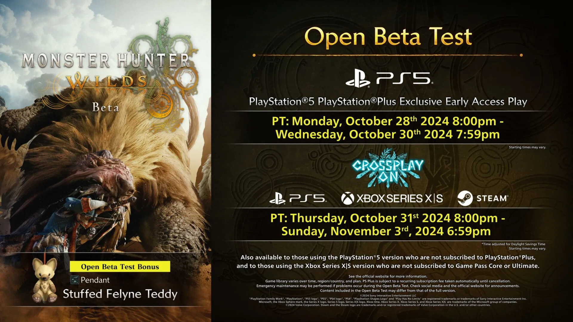 Monster Hunter WILDS Open Beta Test schedule