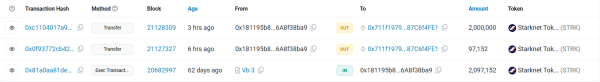 Vitalik Buterin wallet transactions with STRK