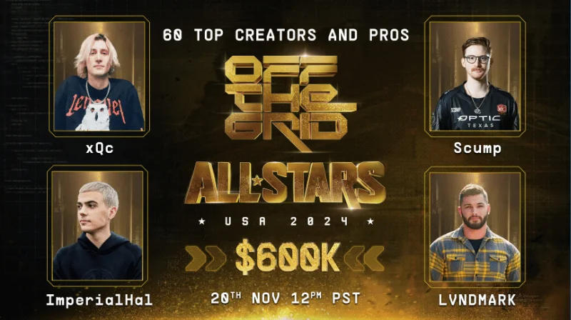 Gunzilla游戏 Announces $600k All-Stars Invitational for Off The Grid