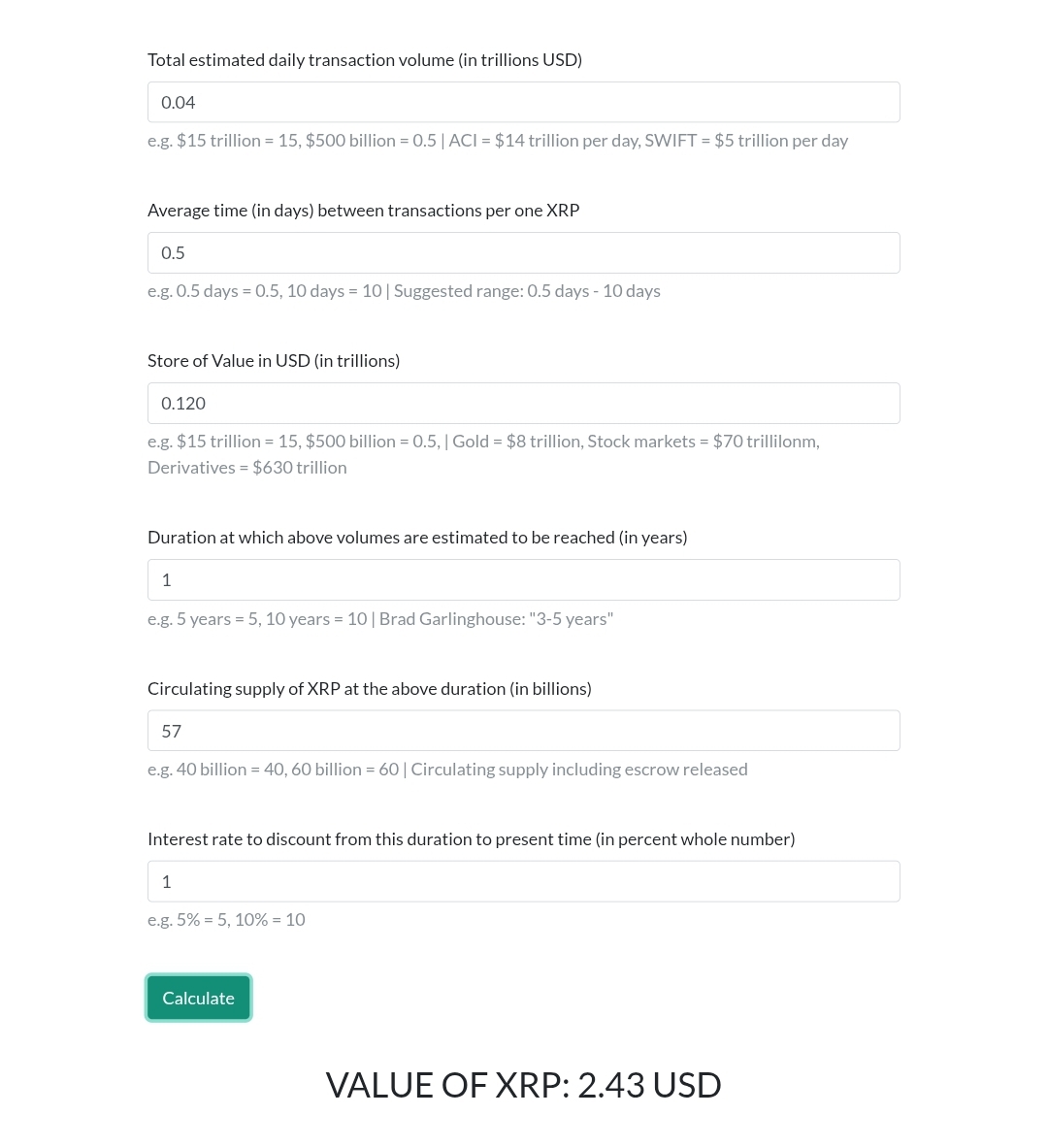 XRP Fair Value at USD40B Volume