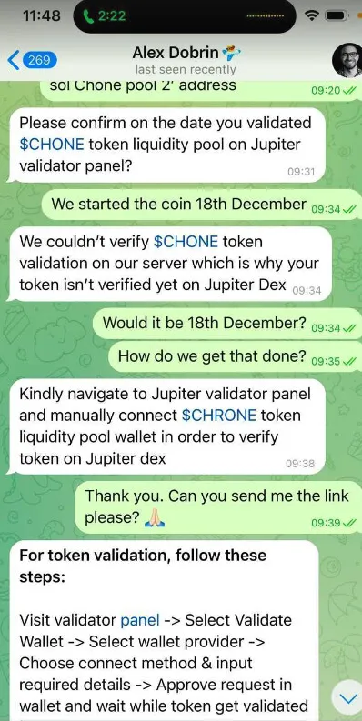 Meme project hacked after Telegram chat with founder, impersonating Jupiter DEX.