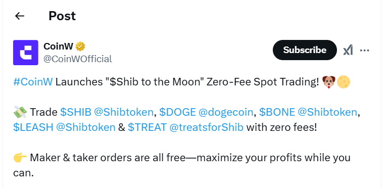 CoinW Shiba Inu campaing