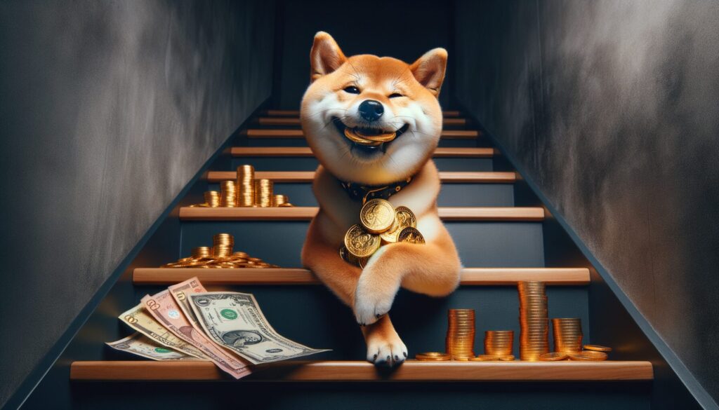 shiba inu stairs gold