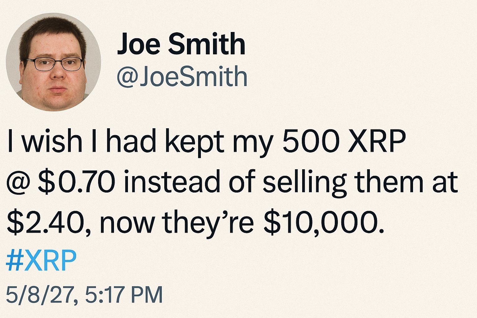 加密货币创始人：2025 年以 2.40 美元的价格出售 XRP 可能意味着到 2027 年损失 1 万美元