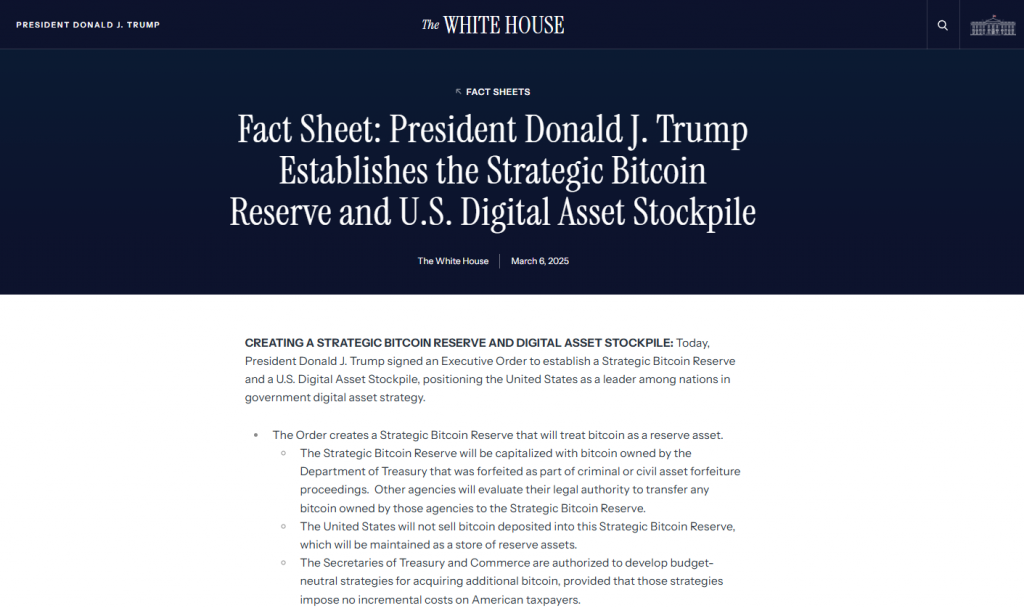 Trump Strategic Bitcoin Reserve executive order