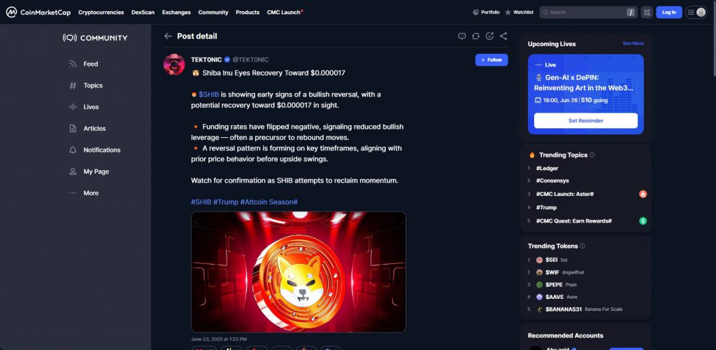 SHIB Community Post Screenshot