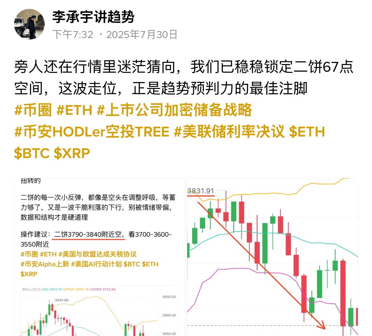 昨日二饼稳稳拿下210点空间，凌晨那波反弹更像插曲，今日空头趋势的底色依旧鲜明
