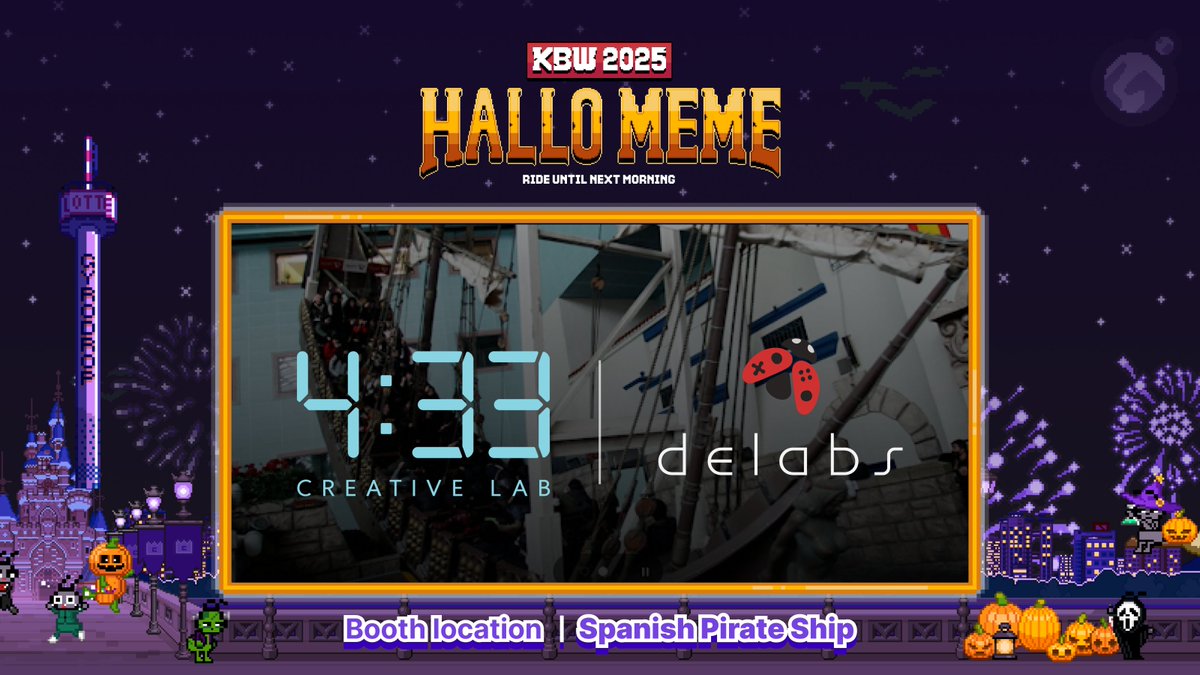 We're thrilled to welcome 4:33 to @happylotteworld's HALLO MEME!

Booth: Spanish Pirate Ship

Discover how 4:33 is blending gaming culture and creativity to reshape the future of gaming in the Web3 era with @delabsOfficial

Cultivate creativity with MemeCore