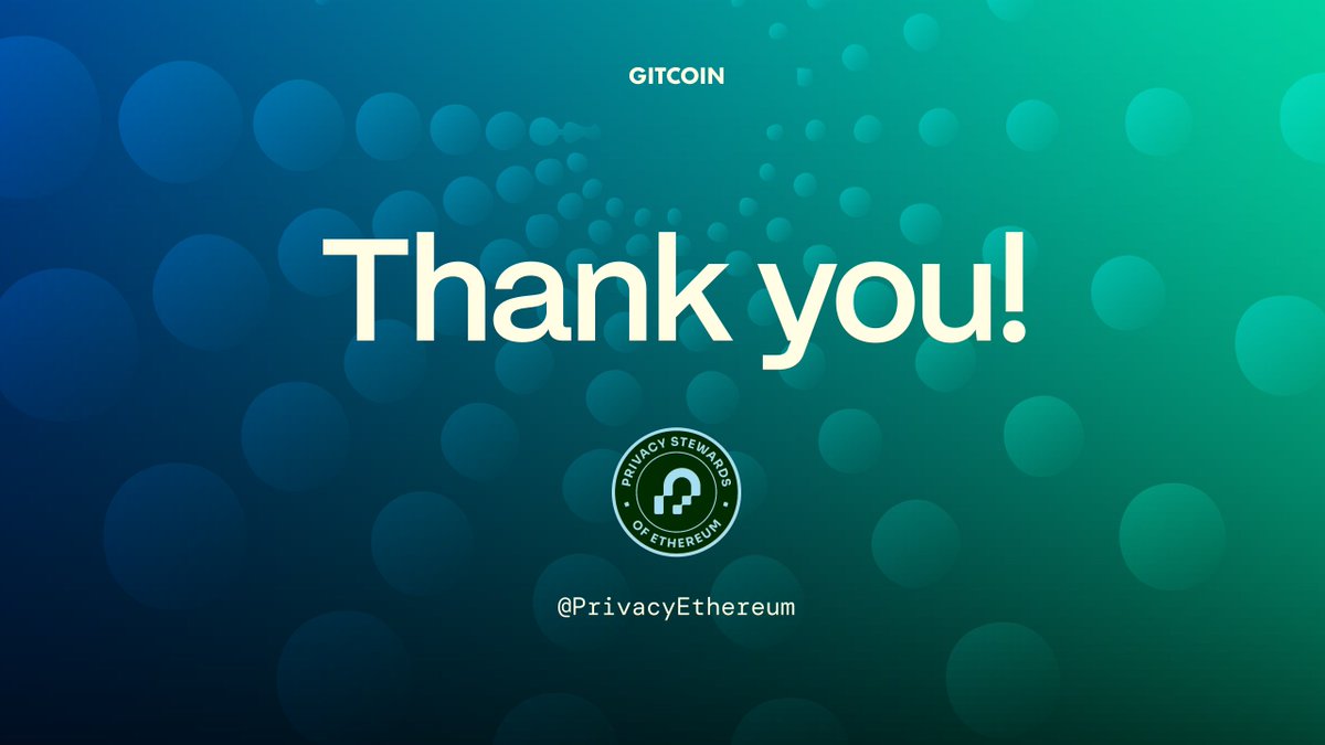 Privacy is a human right.

It protects activists, journalists, and everyday people in high-risk environments. 🛡️

To @PrivacyEthereum for supporting and funding the #GG24 privacy domain: Thank you!

You don't just fund code, you fund freedom. 🙏