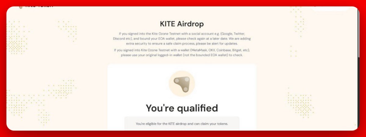 查看您是否符合 @GoKiteAI 空投的资格。

分配情况看起来不太乐观，100 亿代币的总供应量，你们只分发了 1000 多个？

> 点击链接查看详情或等待官方公告。

> 领取截止日期：11 月 3 日。