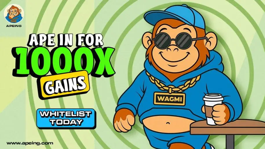 要么入场，要么后悔：Apeing 白名单荣登今日最佳加密货币榜首，Pepe 和 Bonk 奋力求生