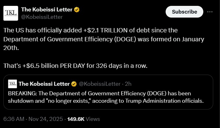 狗狗币停产：特朗普政府的效率提升部门在未明确账目的情况下终止