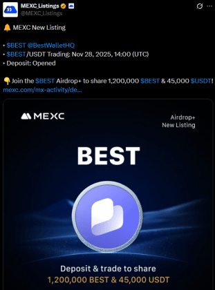 最好的钱包代币 míří na MEXC už zítra！ Jak vysoko může $BEST vystřelit？