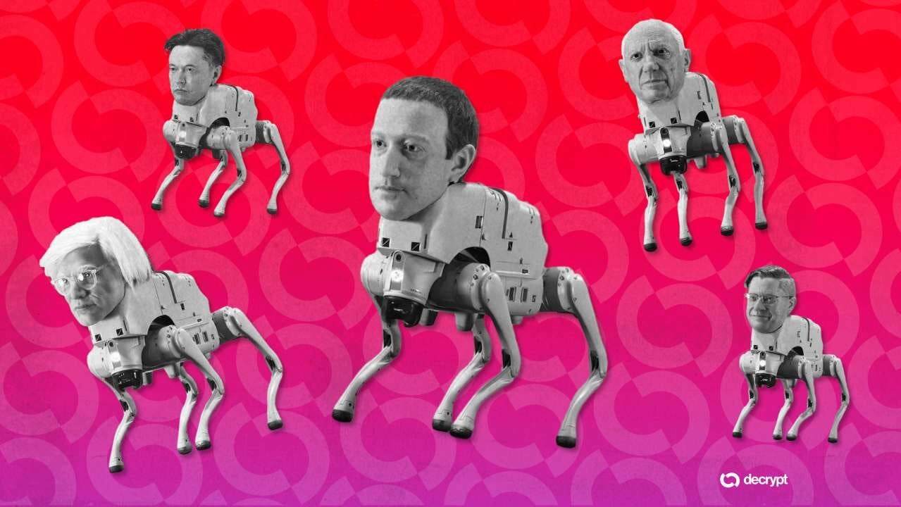 Beeple's Robot DogsThat Look Like Elon Musk and Mark Zuckerberg Poop Collectible NFTs