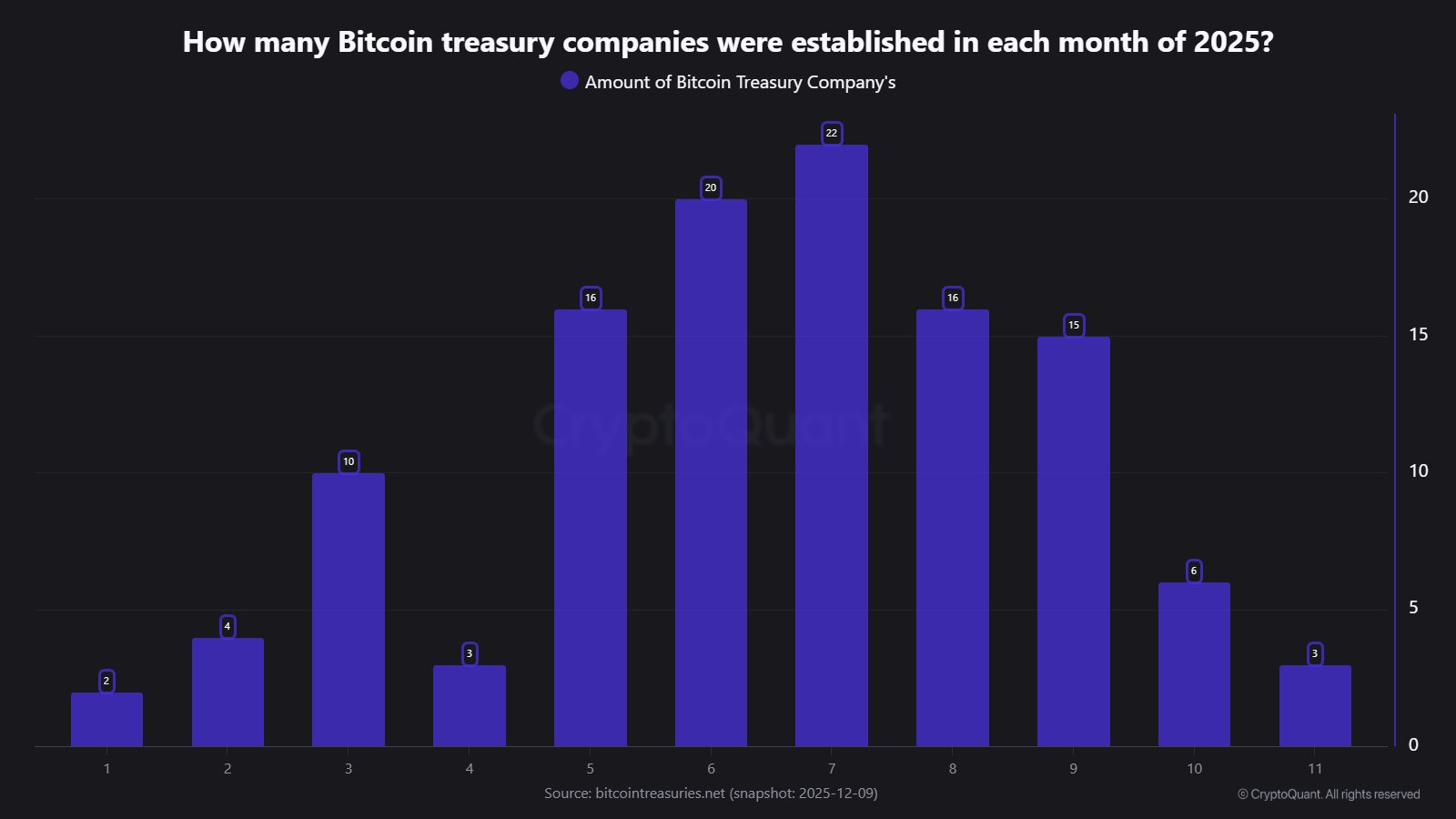 New Bitcoin Treasury Firms Per Month CryptoQuant