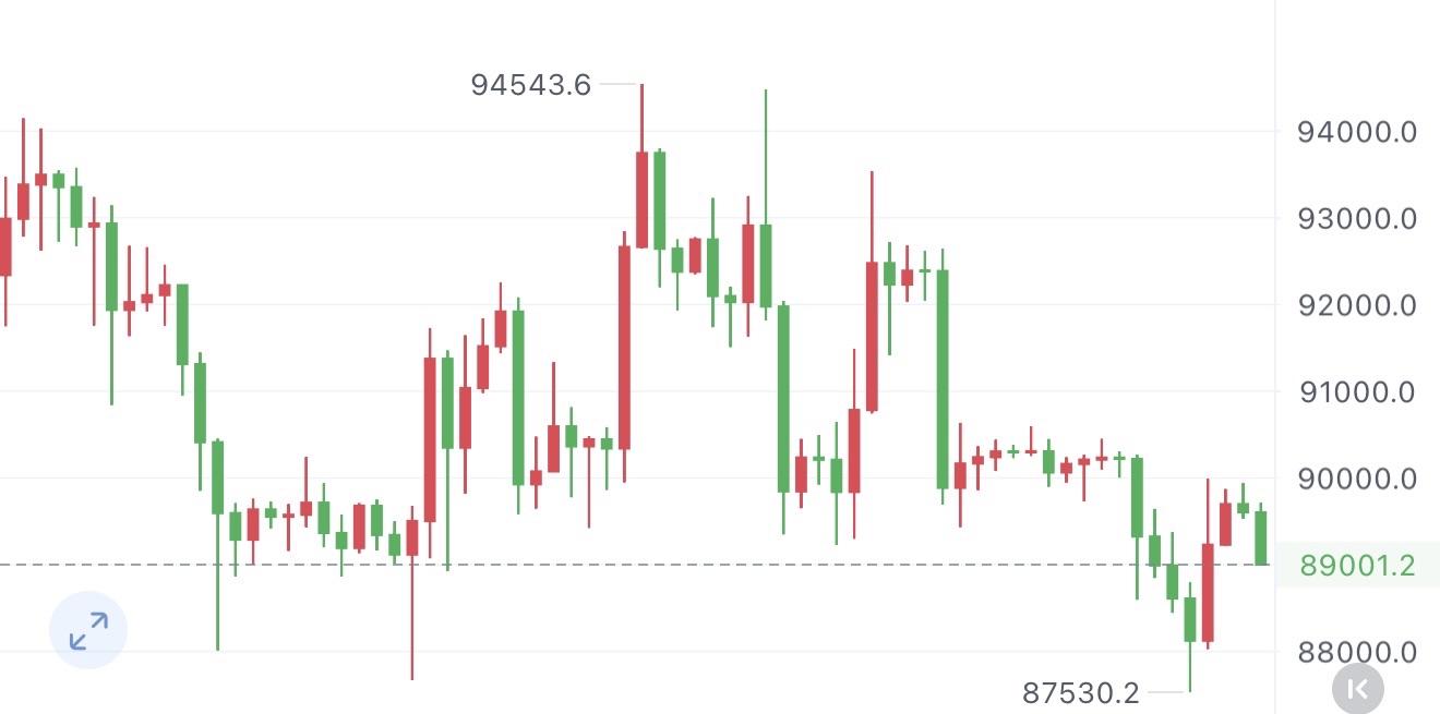 饼子，晚间分析，89000直接多

今天饼子的价格冲高至90000，但并没有站稳就迅速回落了下来。但不代表后市就没有力度了，毕竟回调完再涨已成常态了。现在回调1000点后直接多

89000轻仓多，88000补仓多，目标看91000