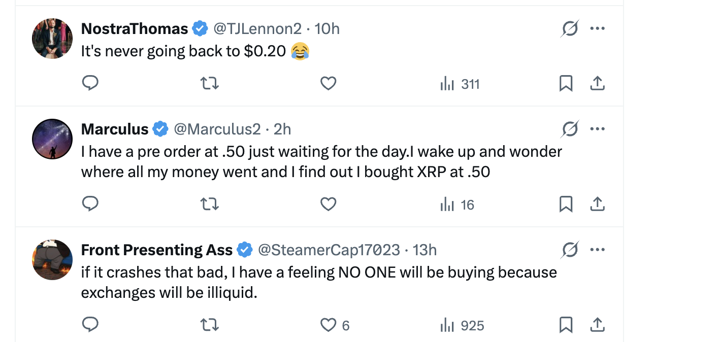 评论员称，如果 XRP 跌至 0.20 美元，他会大量买入，“多到难以置信”。