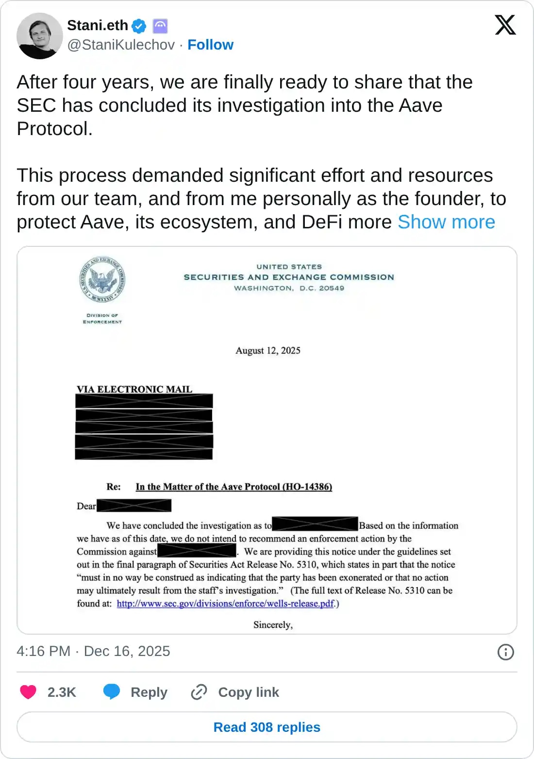 AAVE价格预测：受利空因素影响，AAVE跌破186美元，美国证券交易委员会（SEC）调查结束的影响减弱。