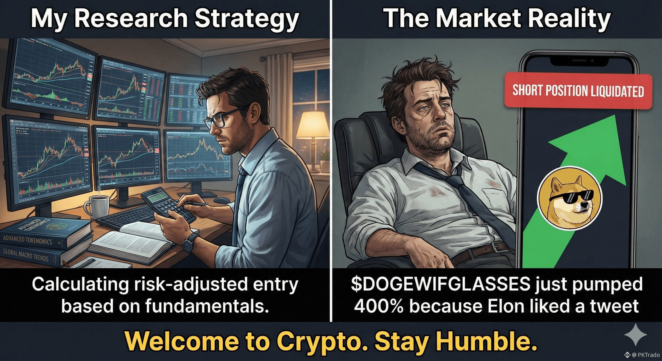 My investment strategy is: 10% fundamental analysis, 20% technical analysis, and the remaining 70% is about consciously resisting the urge to check my phone every 45 seconds.

Disclaimer: Humor can help with market volatility, but it cannot replace strategy. Trading involves risk. Always do your own research. NFA #CryptocurrencyReality #Meme