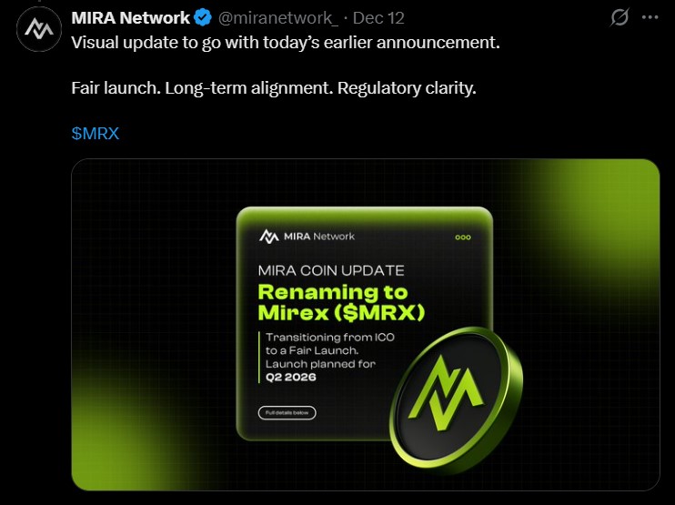 Mira Network 将于 2026 年上线，并进行 $MRX 空投？届时会有什么动向？