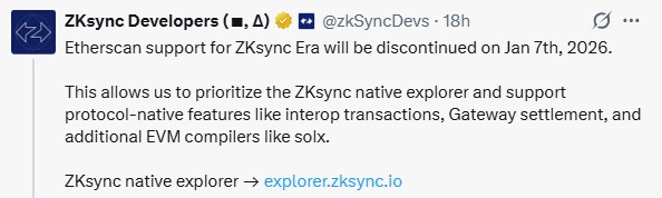 ZKsync Etherscan 支持终止：为什么 ZKsync 需要自己的区块链浏览器