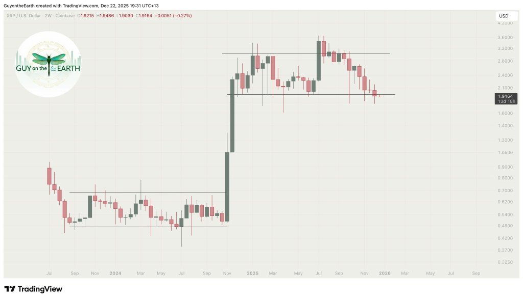 XRP 跌破 1.95 美元支撑位，时隔 13 个月后再次受阻，分析师预测目标价为 0.90 美元。