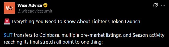 Lighter Token (LIT) 即将上线，空投传闻甚嚣尘上