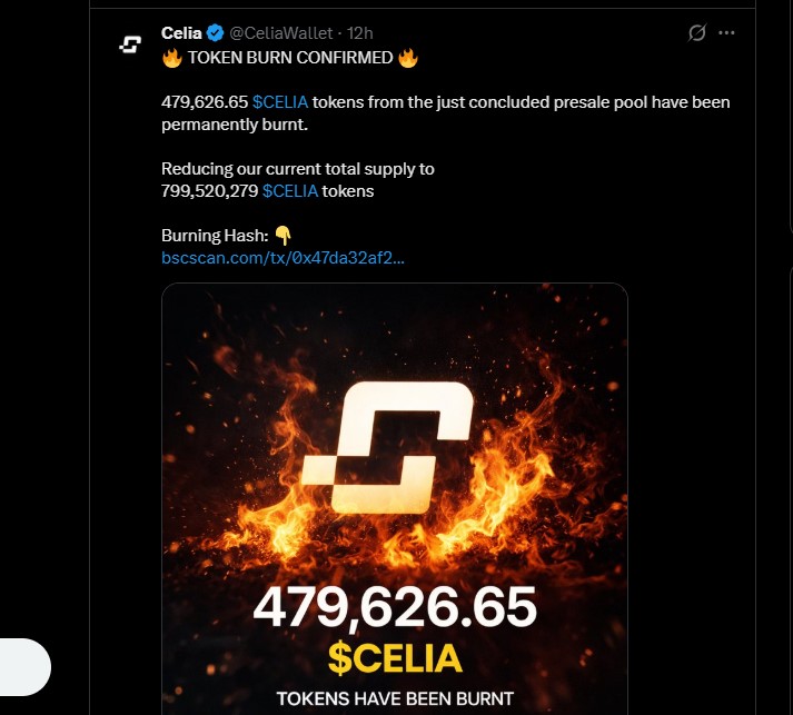 Celia代币销毁官方公告：Celia币发行当天价格会上涨吗？