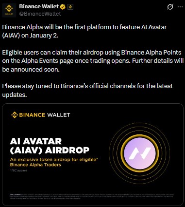 AI Avatar 今日上线：AIAV 空投及价格详情请见内文