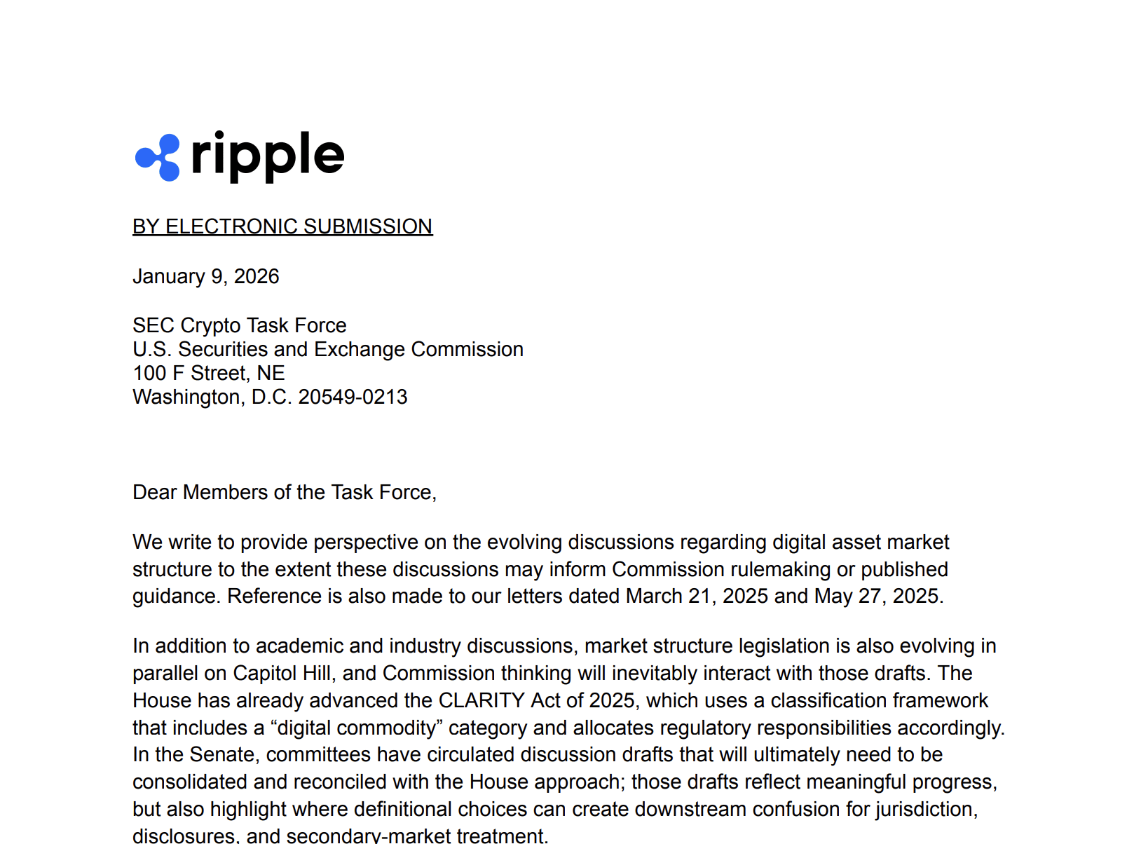Ripple敦促美国证券交易委员会锁定XRP在诉讼后的地位
