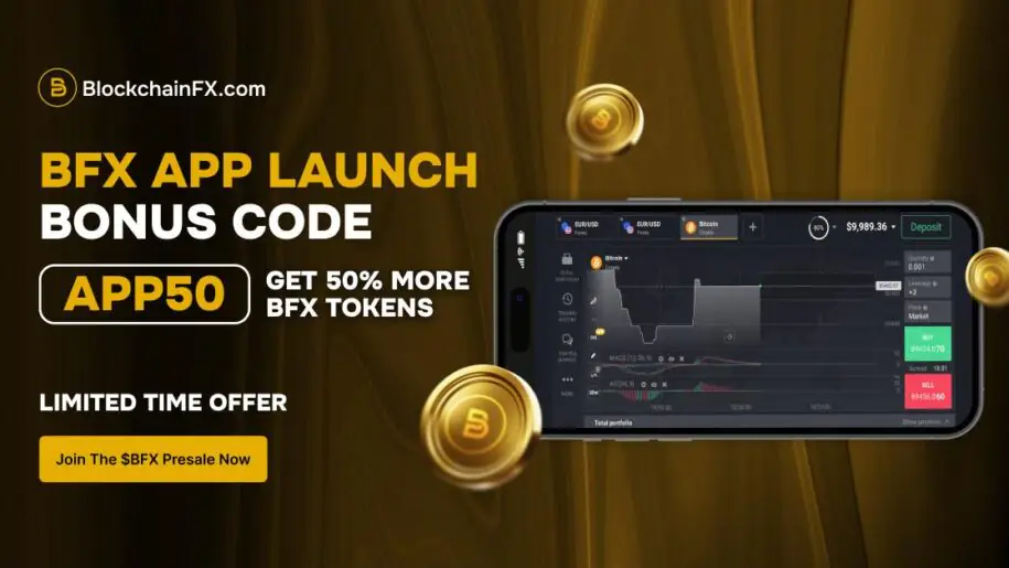 App50 提供 50% 的代币即时增值，使 BlockchainFX ($BFX) 在最佳加密货币预售竞赛中脱颖而出。