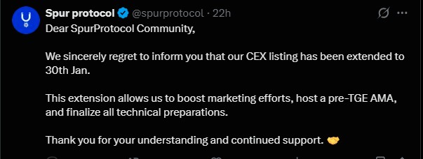 Spur Protocol上市日期推迟，网站被屏蔽：1月30日会发生什么？