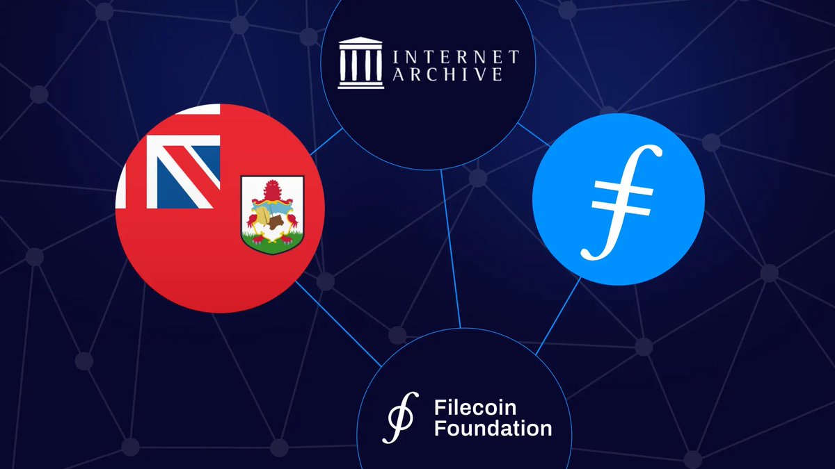 🧵The Bermuda Government Uploads Public Datasets to Filecoin

In short: The Bermuda government, in collaboration with the Filecoin Foundation and the Internet Archive, has uploaded public datasets to Filecoin.

This move aims to ensure the transparency and verifiability of public records, starting with labor market data and gradually expanding to include more.

1/ Public Data

The Bermuda government uploaded public datasets to the Filecoin network.

@FilFoundation supported this work through the Cabinet Office and the Department of Digital Innovation.

The focus is on ensuring the reliability and verifiability of public records.

2/ Democracy Library

This upload was conducted through @internetarchive's Democracy Library, a free global repository of government documents.

Filecoin already holds over 1PB of public data, including archives from the U.S. and Aruba governments.

3/ Initial Datasets

The initial datasets include employment and labor publications tracking the Bermuda labor market.

These records form part of the national public archive.

More datasets will be added in subsequent phases.

4/ Verifiable Records

@Filecoin distributes data to various independent storage providers.

Each file receives a cryptographic identifier that changes as the data is modified.

This makes public records verifiable and allows for direct detection of tampering.

5/ Public Infrastructure

Bermuda has built its public infrastructure on top of its digital asset frameworks (DABA and BMA).

The government positions decentralized storage as a core infrastructure for transparent public services and persistent access to official records.

@FilFoundation @internetarchive @Filecoin Read more: