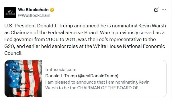 特朗普对美联储主席的人选和劳工统计局局长的提名都对加密货币市场产生了影响。