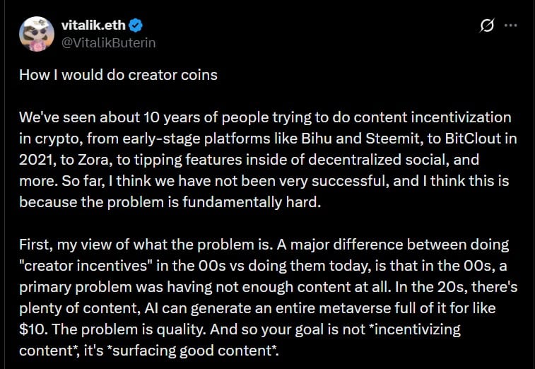 以太坊：创建者的愿景比以太坊的图表更重要吗？Vitalik Buterin 认为……