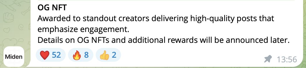 2/n
Regarding @0xMiden also learning from Zama and issuing OG NFTs to content creators, details will be released later.